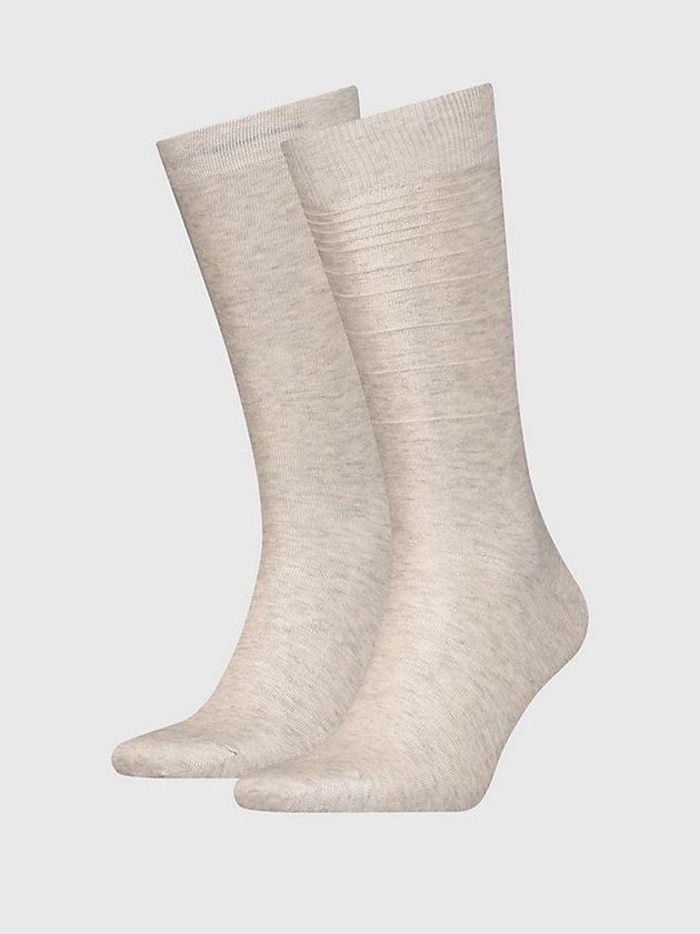 Calvin Klein USA 2 Pack Organic Cotton Crew Mens Socks Beige 0513894-YD